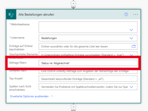 Power Automate Filter für SharePoint Liste