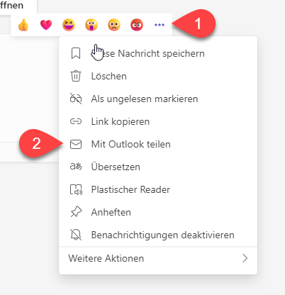 Unterhaltung in Teams per E-Mail weiterleiten