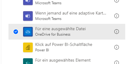 Power Automate Flow Auslöser Für eine ausgewählte Datei